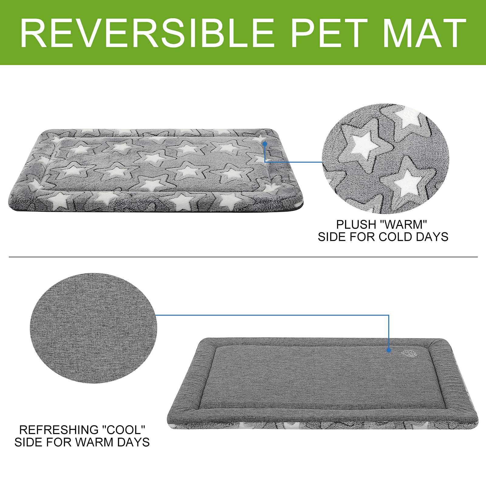 EMPSIGN Fancy Dog Bed Mat, Pet Bed Pad Reversible (Cool Warm), Bed