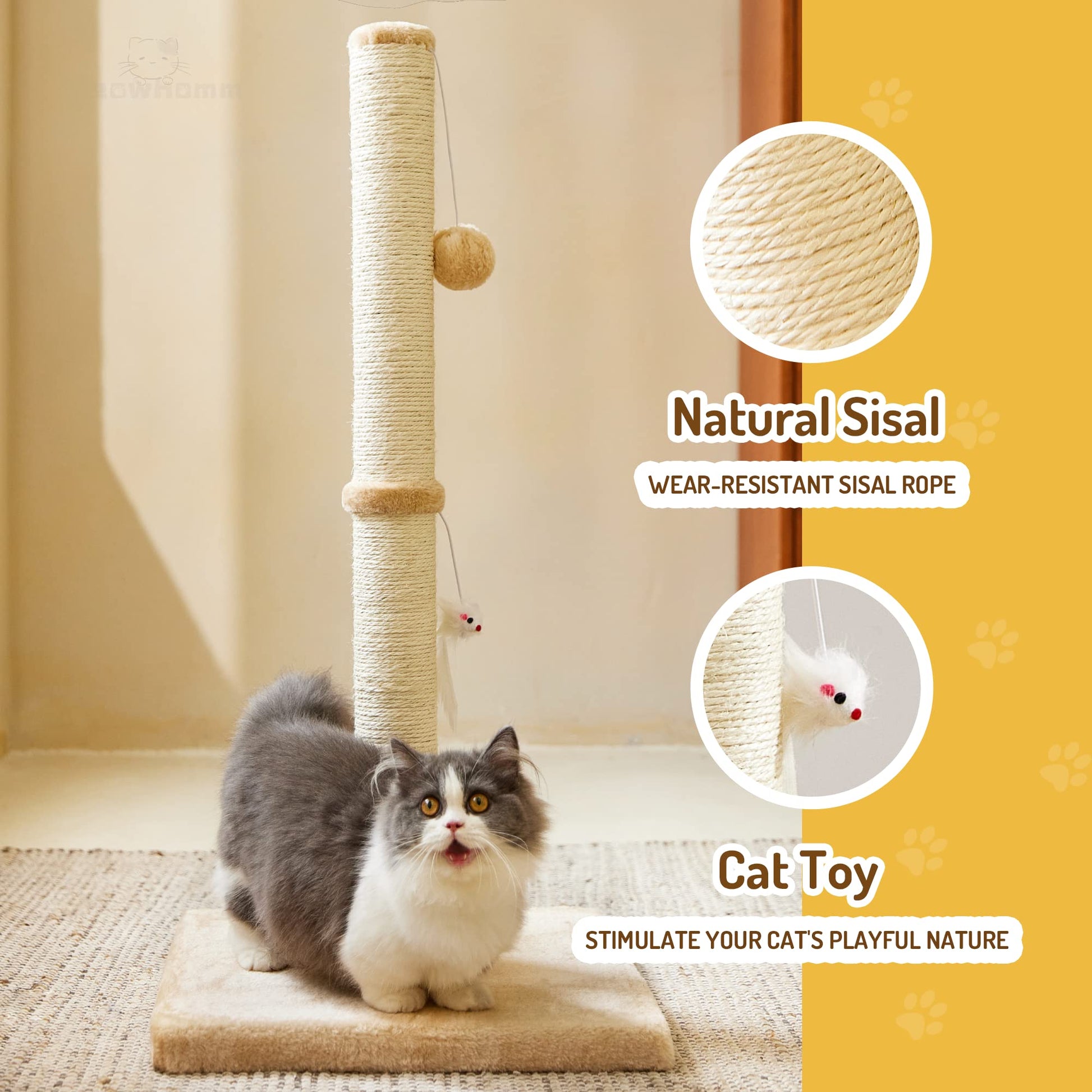 MeowHomm 32” Tall Cat Scratching Posts for Indoor Cats Adults Posts