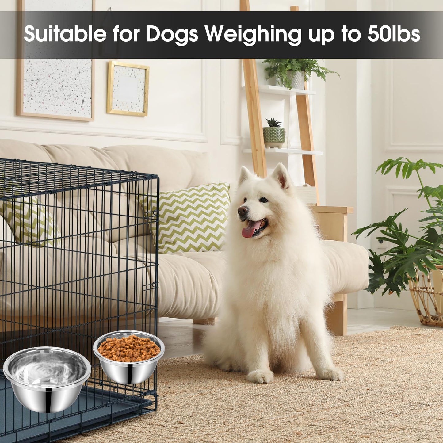 Dog Crate Bowls Hanging No Spill, 2 Pack Crate Water Bowl Bowl
