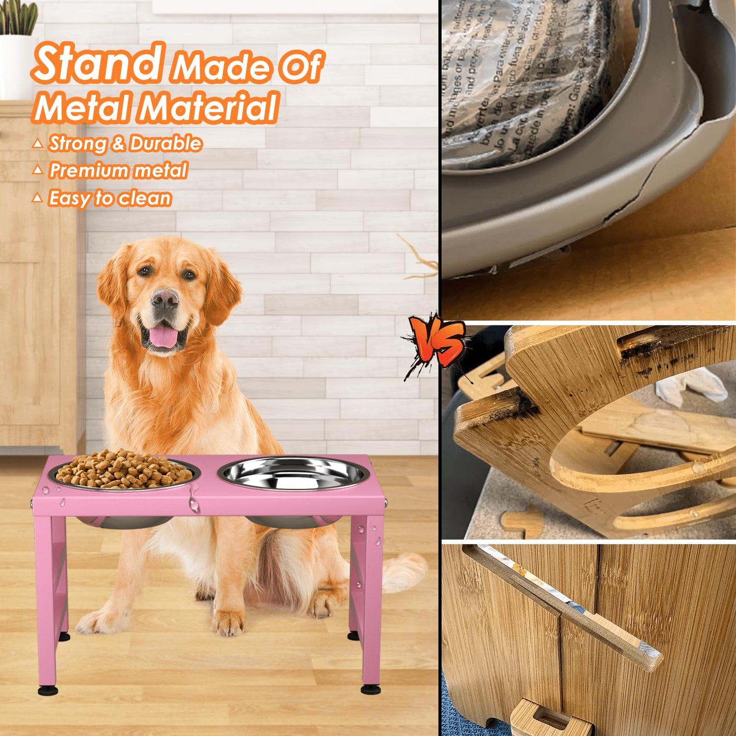 ADENGL Metal Raised Dog Bowl Stand for Large Dogs, Stronger Mat