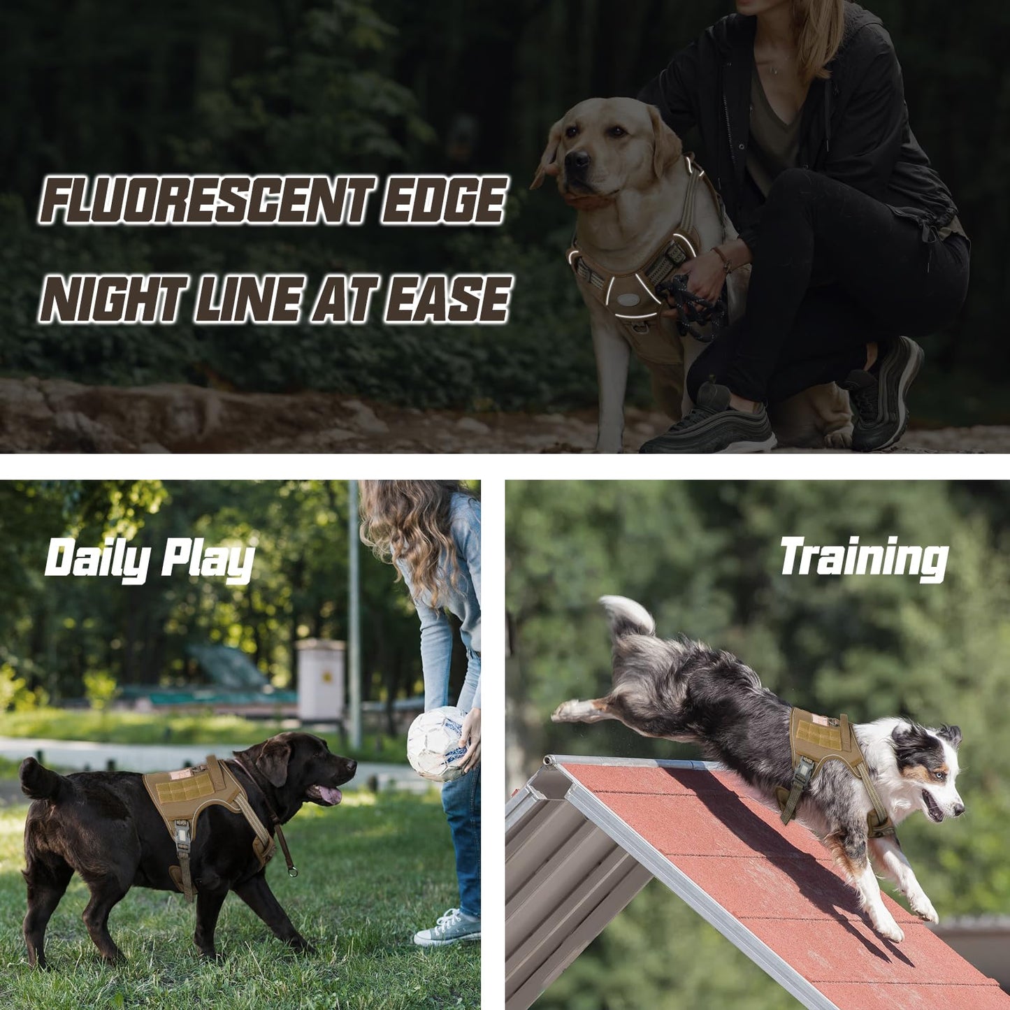 Auroth Tactical Dog Harness for Large Dogs No Pull Adjustable Harness