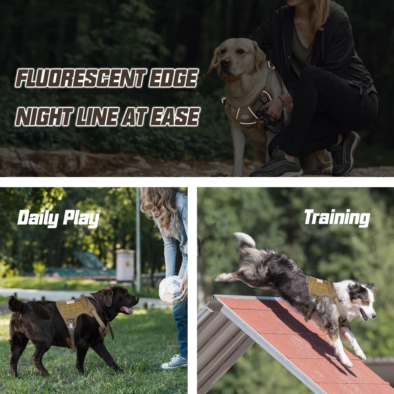 Auroth Tactical Dog Harness for Large Dogs No Pull Adjustable Harness