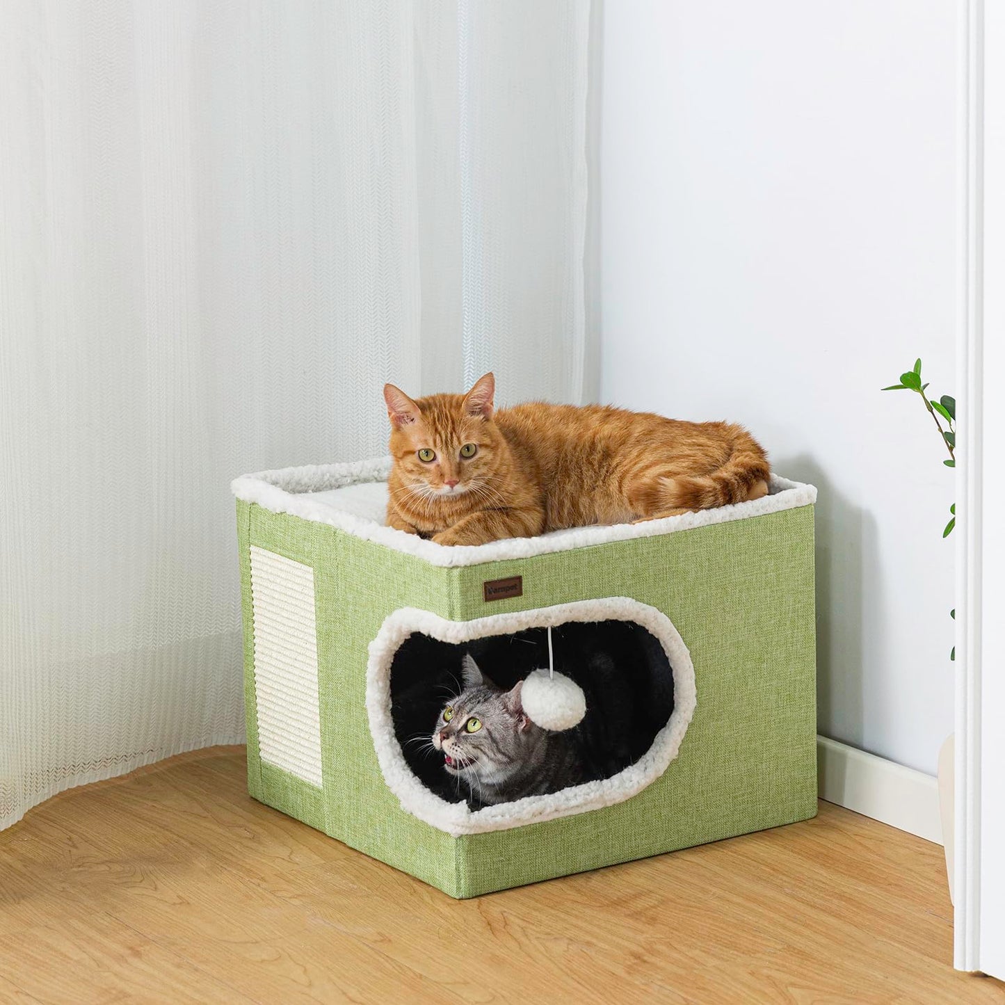 Garnpet Cat Bed for Indoor Cats Cube House, Covered Cat Cave Beds
