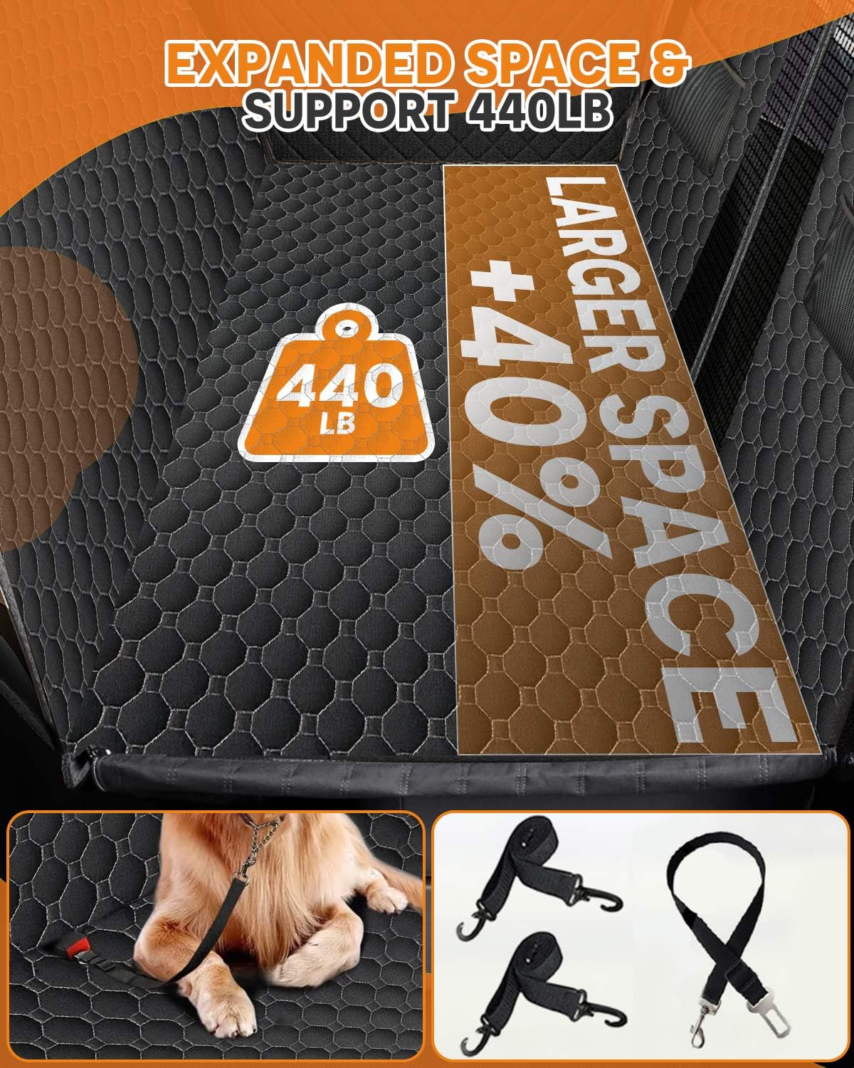 Victoper Back Seat Extender for Dogs, Dog Car Seat Cover