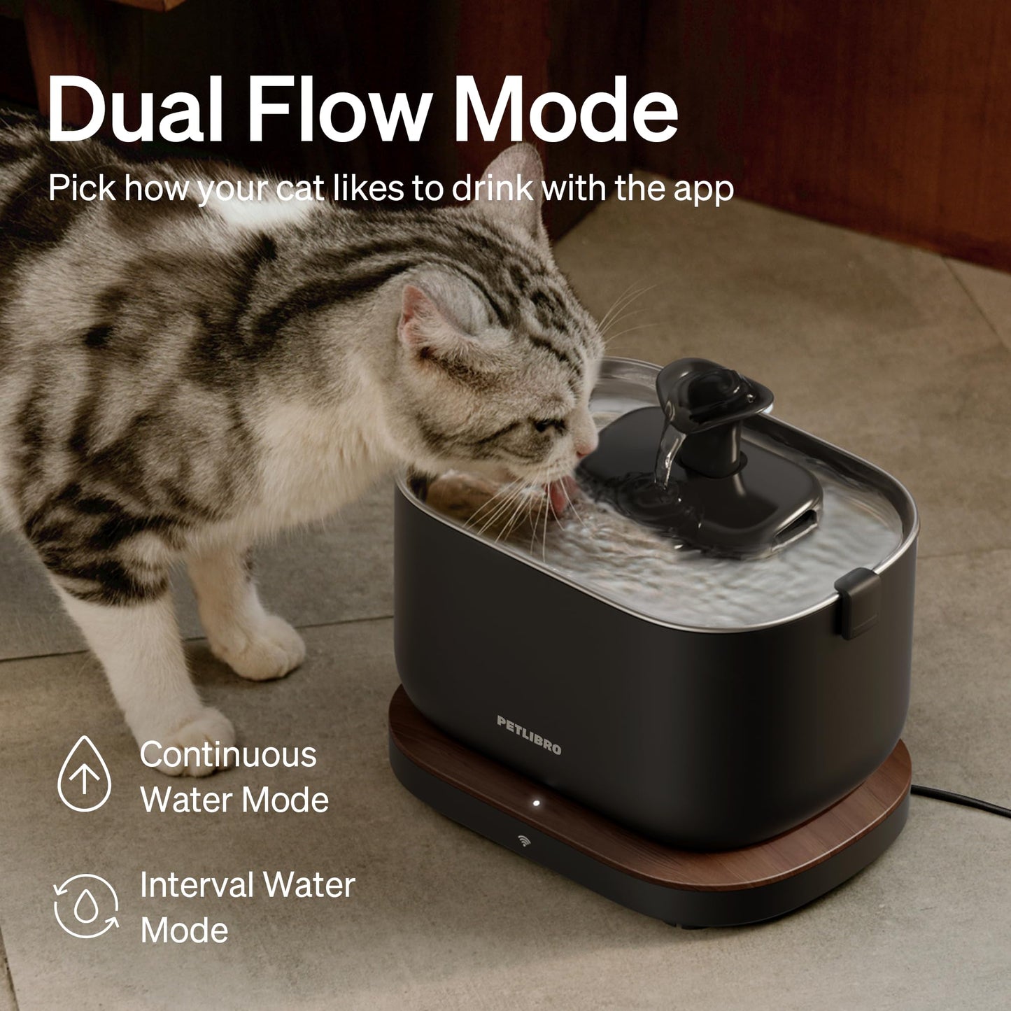 PETLIBRO Cat Water Fountain, App Monitoring Pet Fountains Tray