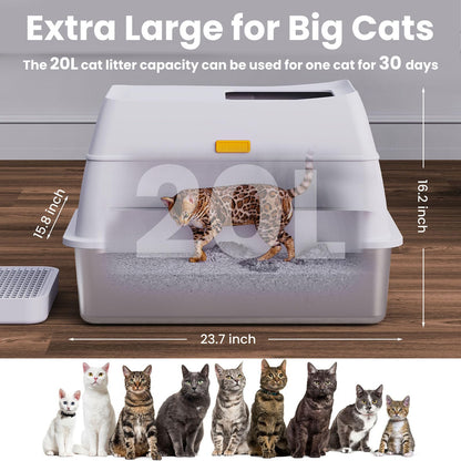 Stainless Steel Litter Box with Lid,Extra Large Enclosed Removable Box