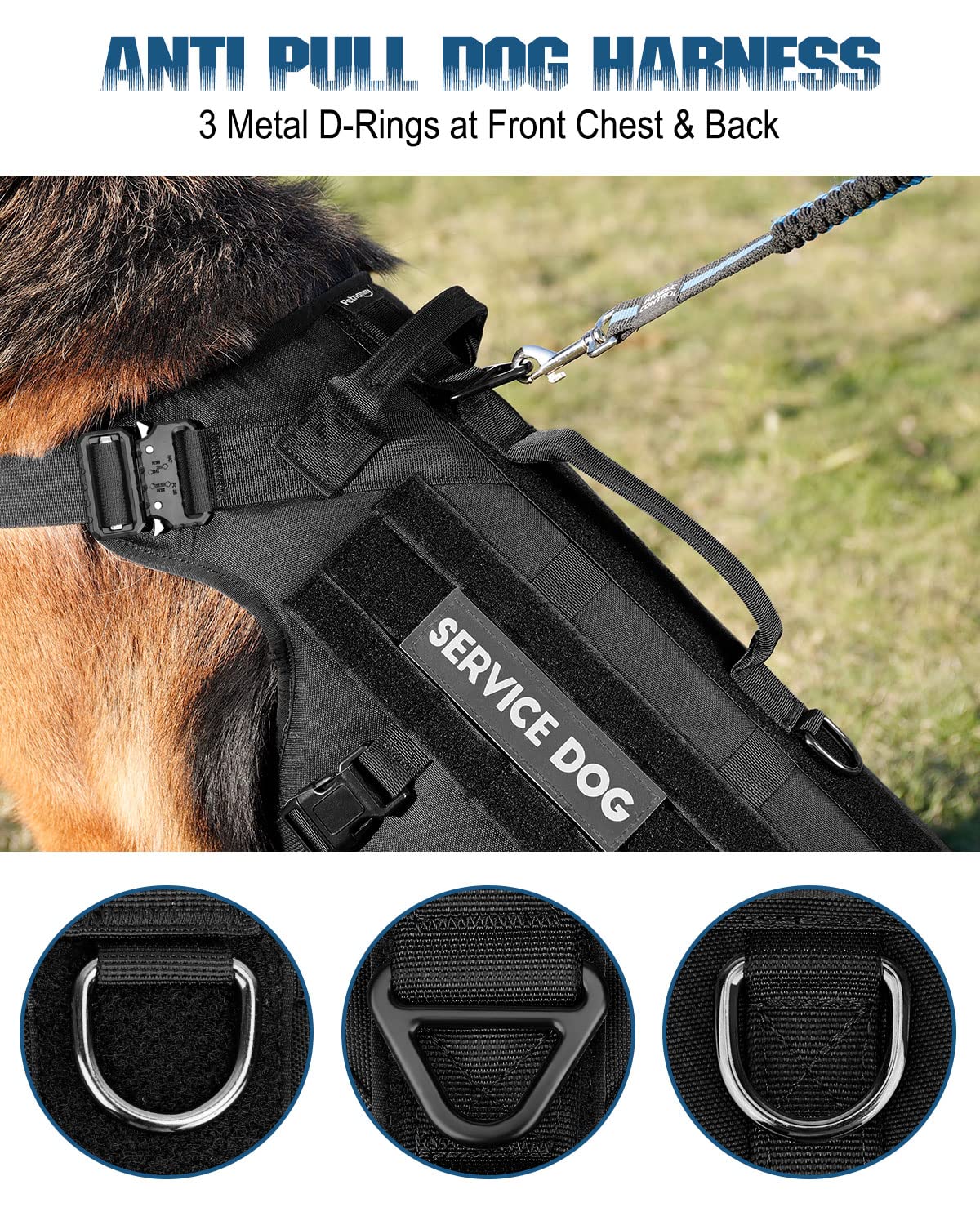 PETNANNY Tactical Dog Harness Service Dog Vest for Large Dogs Hook