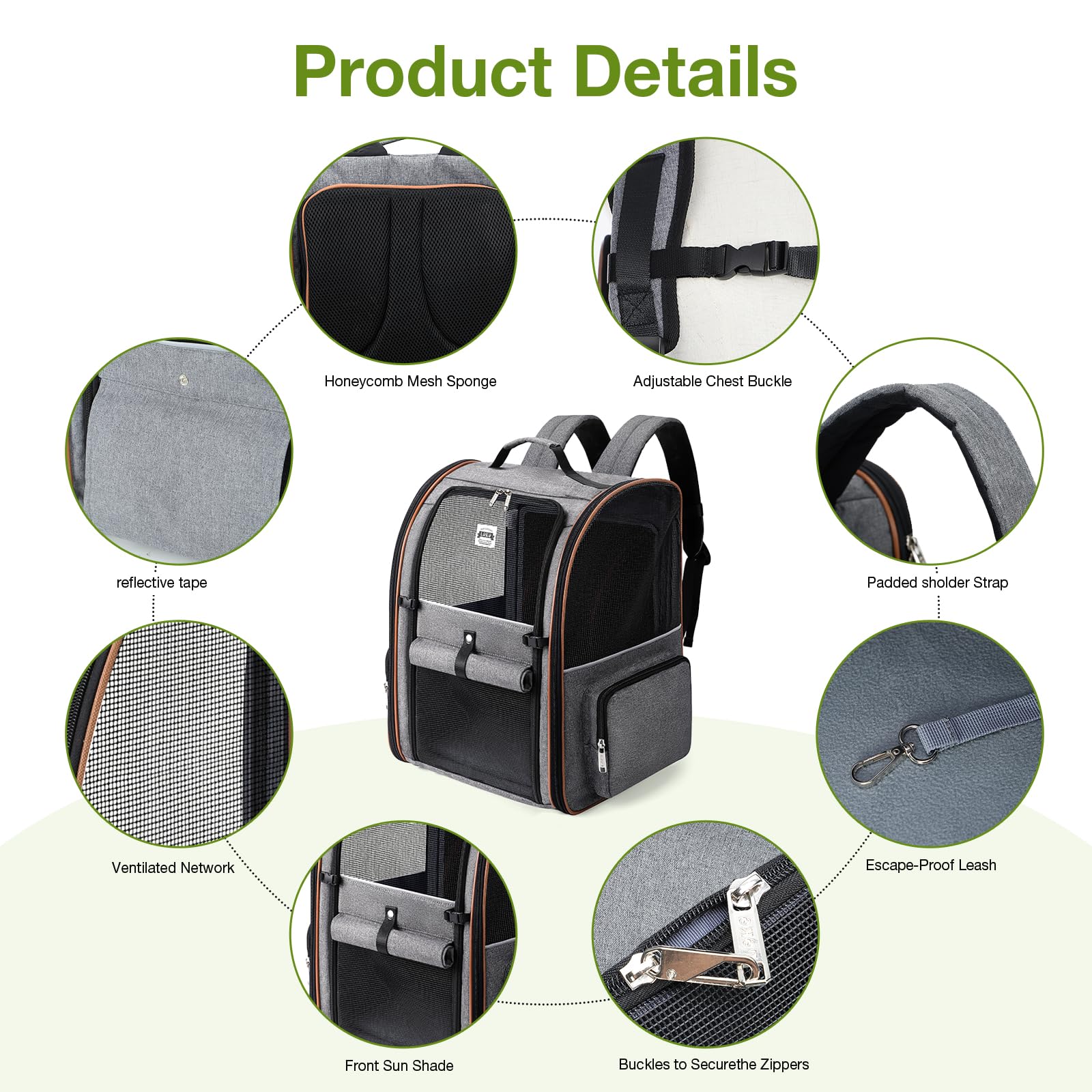 Lekebobor Cat Carrier Backpack, Expandable Pet Carrier with Carrier