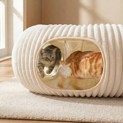MOYMO Cat Tunnel Bed with 40 Pcs Interactive Cat Toys, Cat Tube Bed