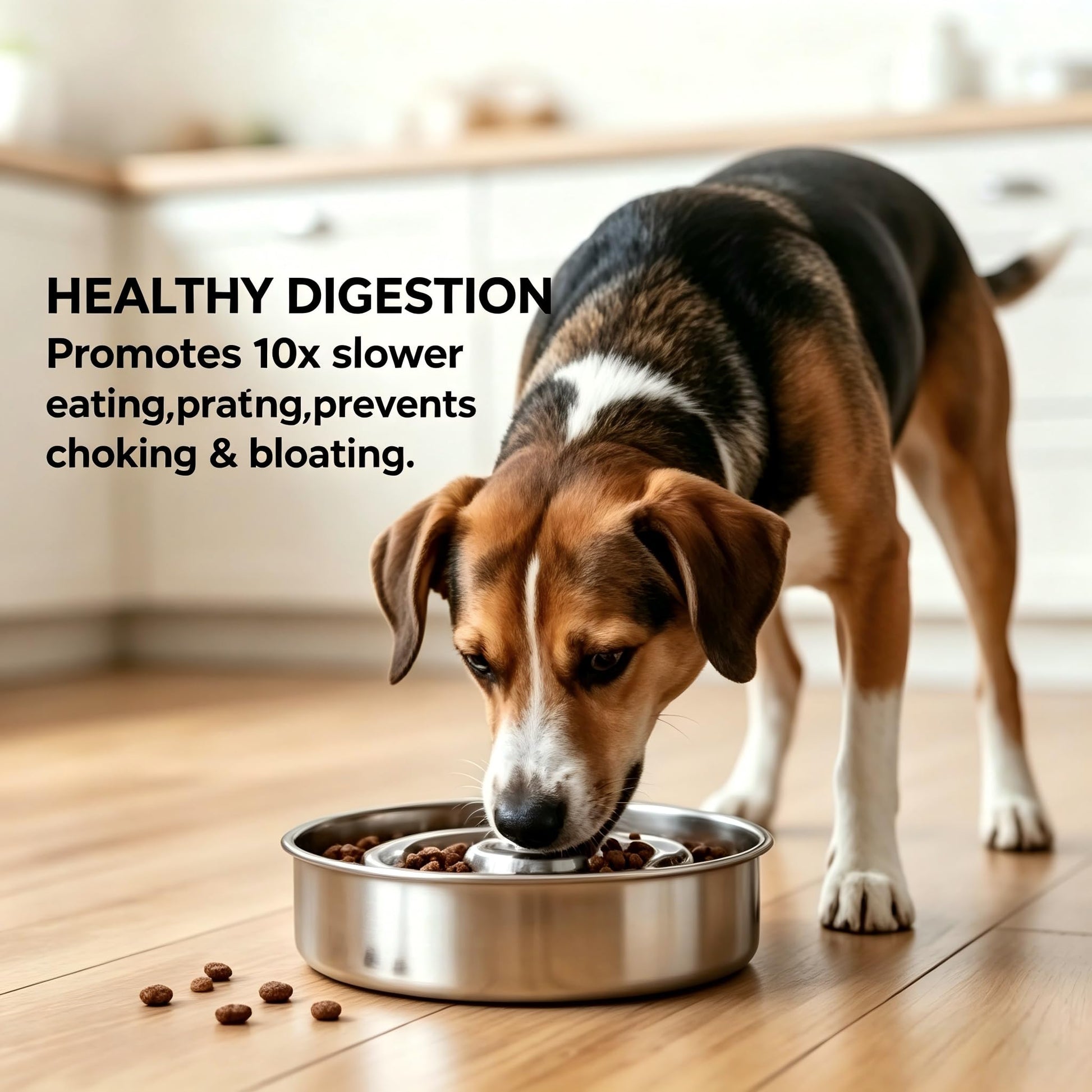 AIPERRO Slow Feeder Dog Bowl Stainless Steel, 2 Cups Metal Bowl