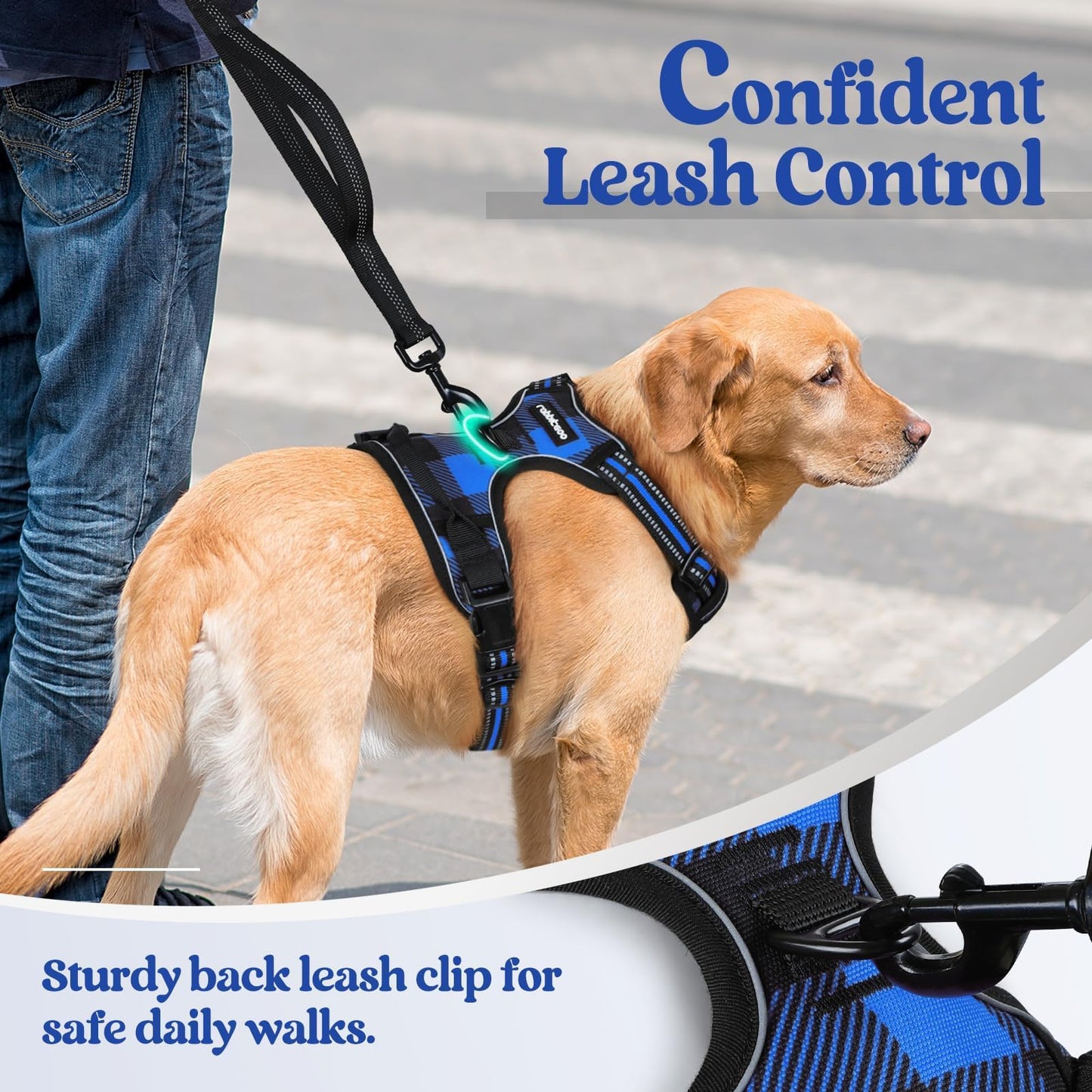 rabbitgoo Dog Harness No-Pull, Comfortable Padded Plaid Harness