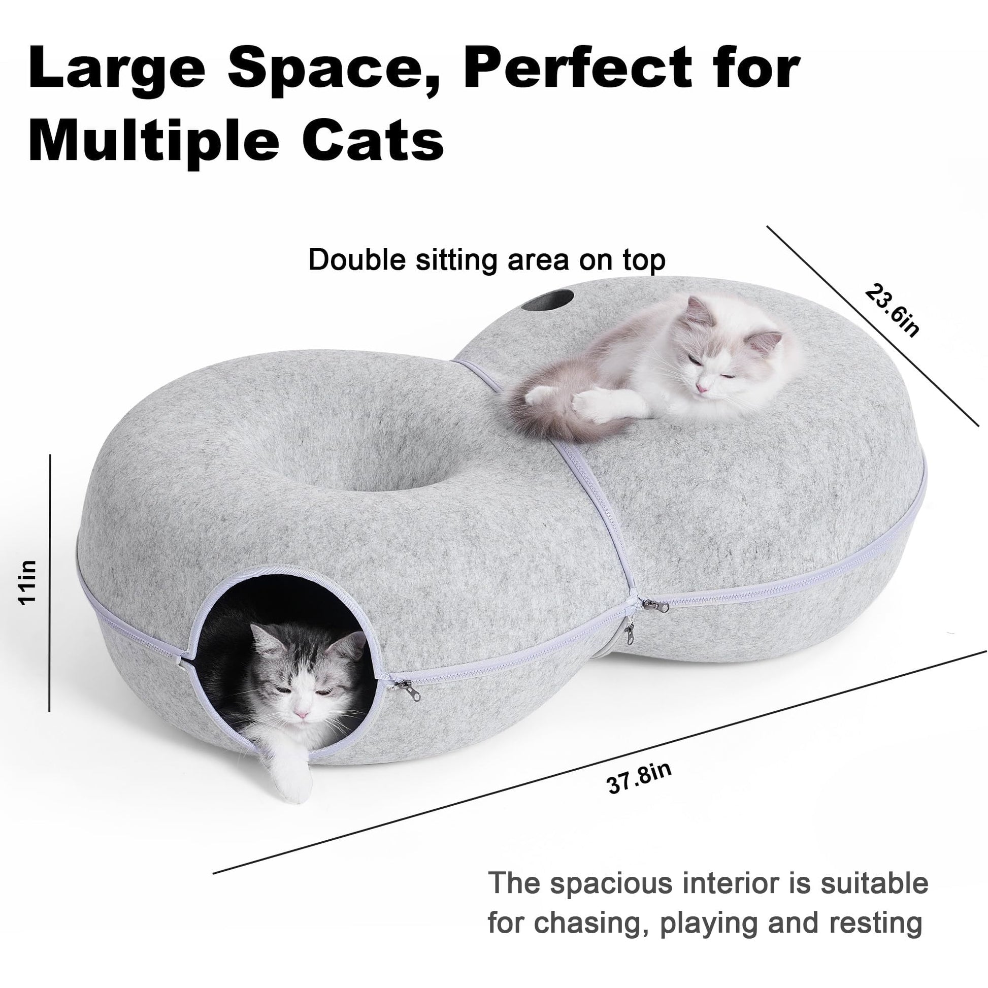 LovIntry 8-Shaped Large Cat Tunnel Bed for Indoor Cats, Infinite Bed
