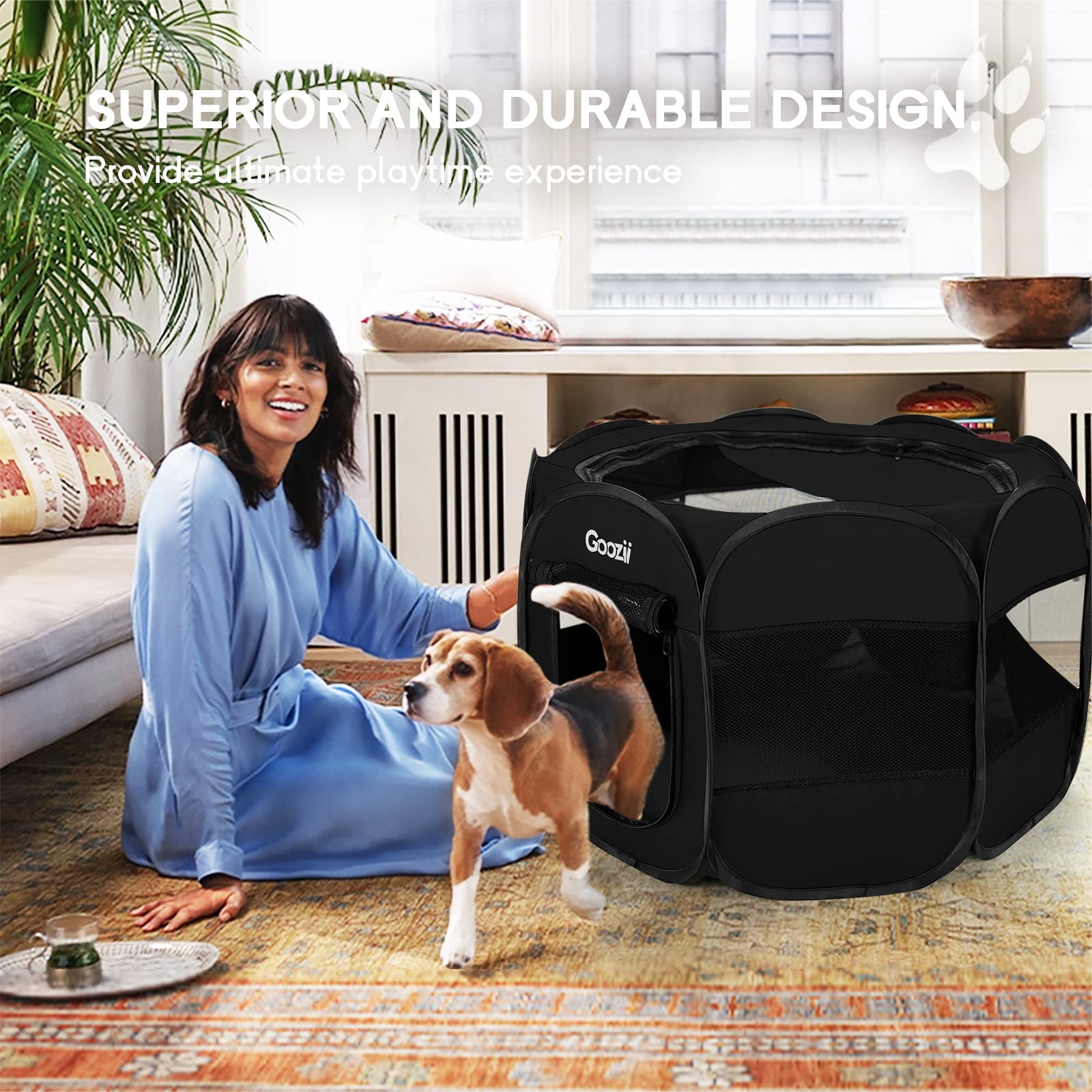 GOOZII Kitten Cat Playpen for Indoor Cats Enclosed, Portable Crate