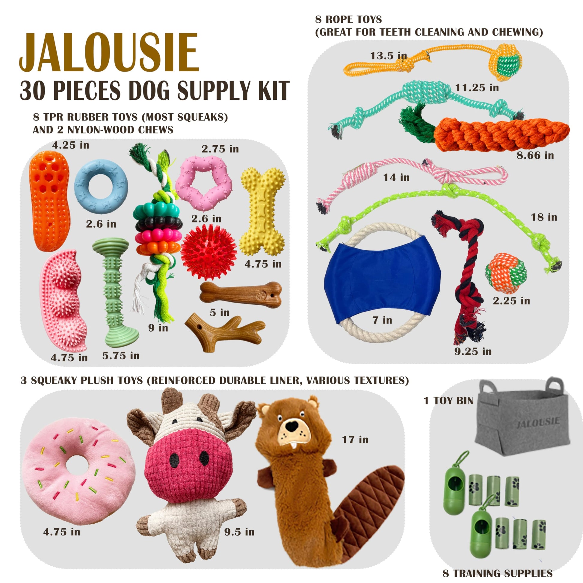 Jalousie Multipack Dog Squeaky Toys Bulk Bundle Pup Toy Puppy Toys