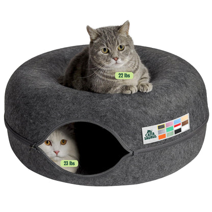 Cattasaurus Peekaboo Cat Cave for Multiple Large Cats Up to 30 Bed