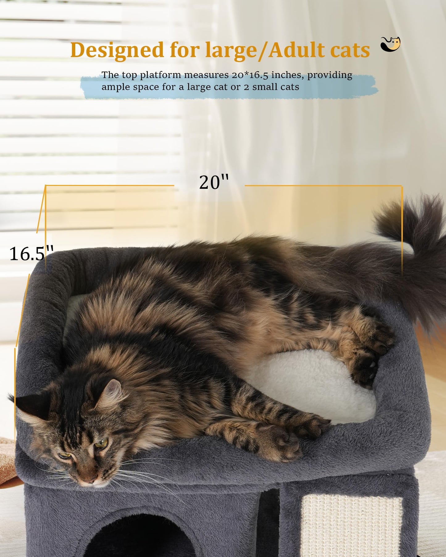 Aechonow Cat Tree for Large Cats, Cat Tree Tower with Scratching Bed