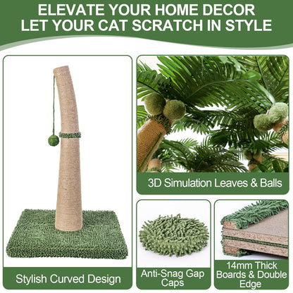 40'' Tall Cat Scratching Post Cat Tree, Curved Design Cat Scratcher