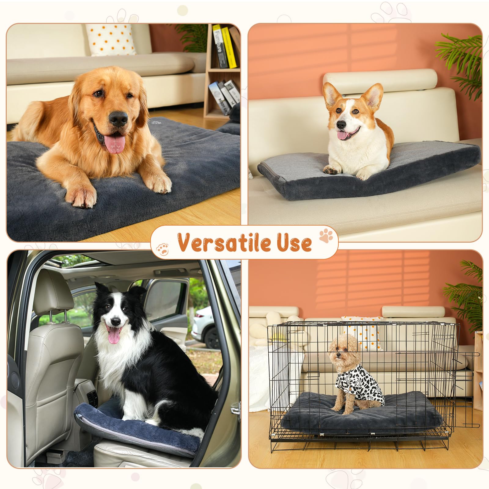 EMPSIGN Stylish Dog Bed Mat Dog Crate Pad Mattress Reversible Bed