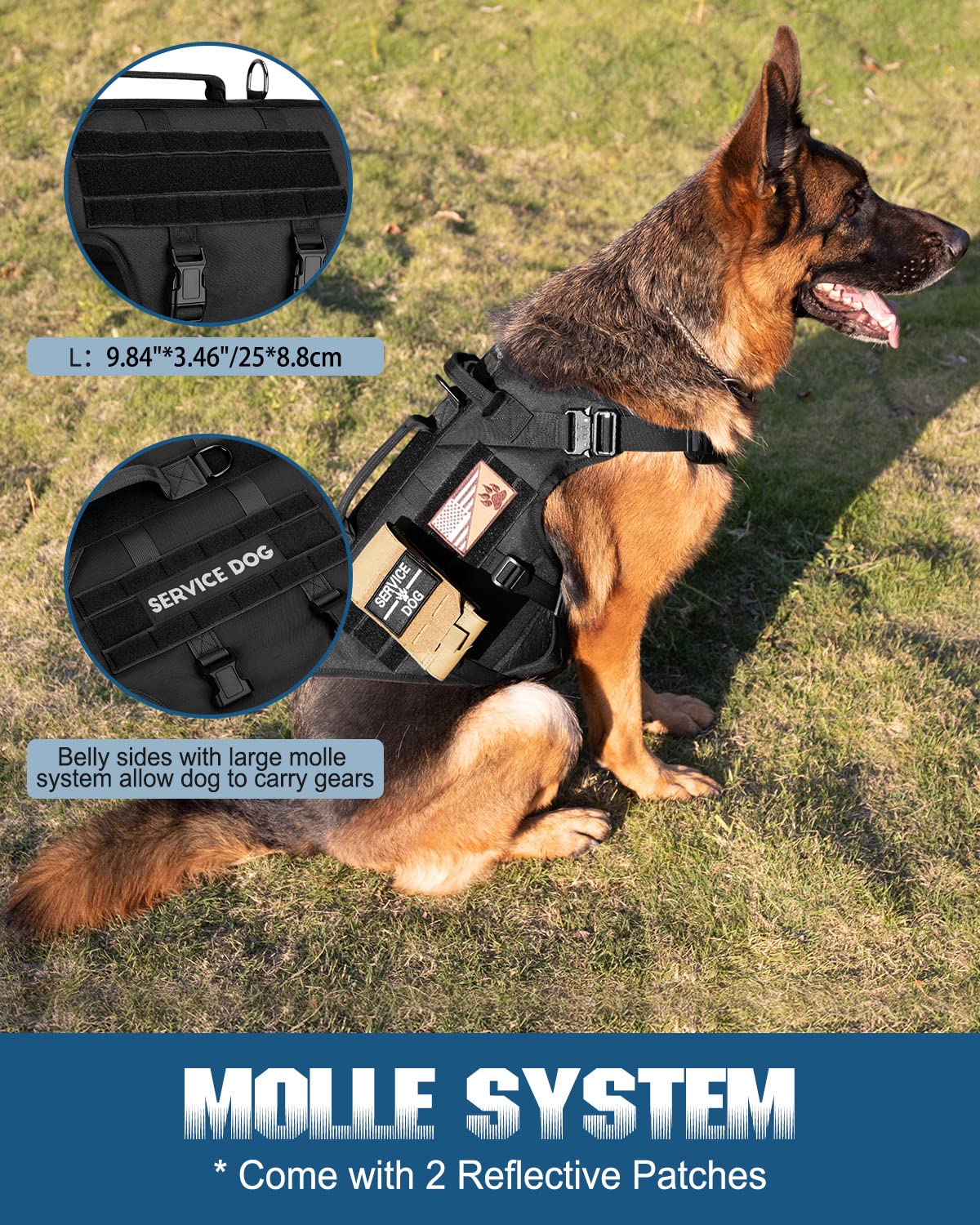 PETNANNY Tactical Dog Harness Service Dog Vest for Large Dogs Hook