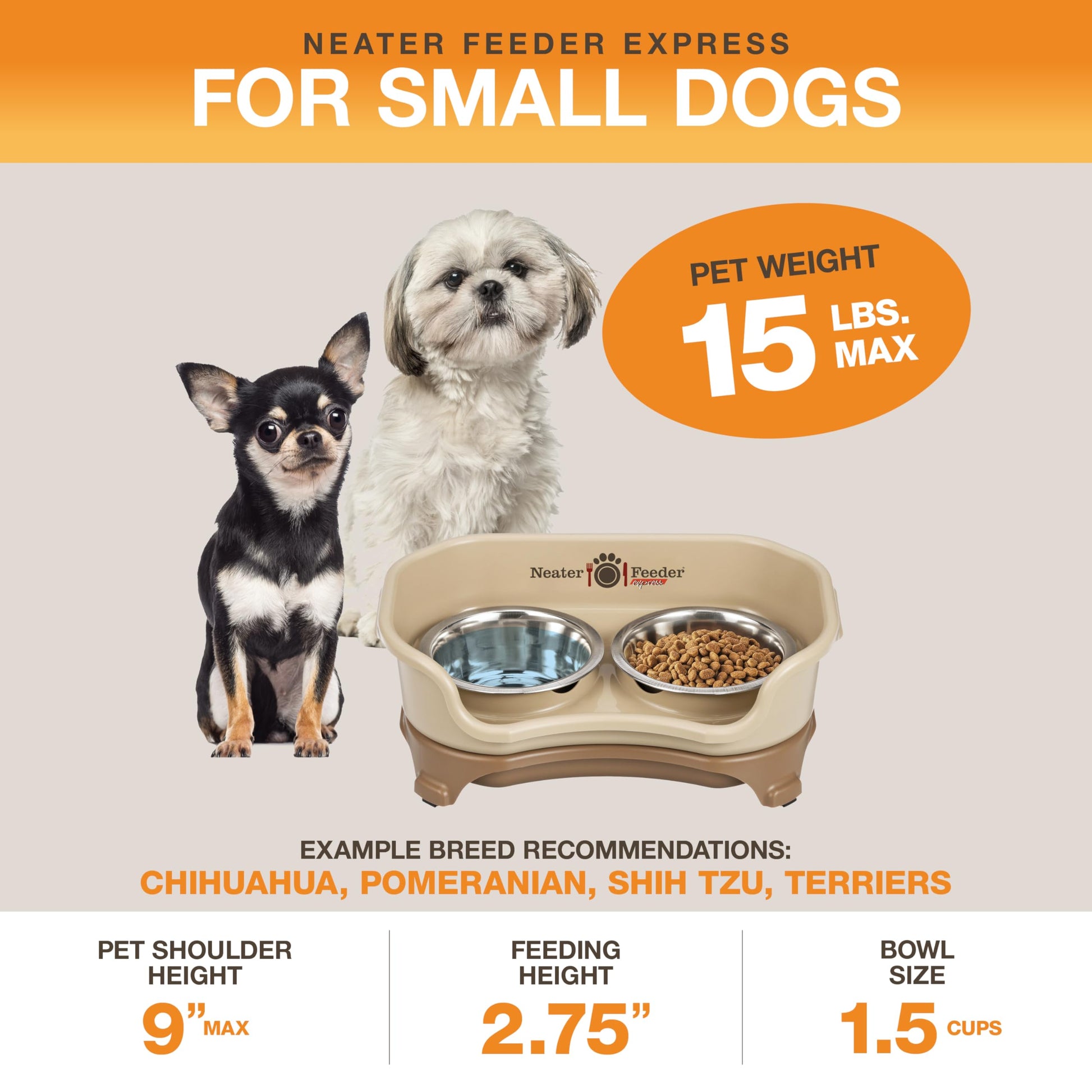 Neater Feeder Express Mess Proof Dog Bowls Elevated for Small Bowl
