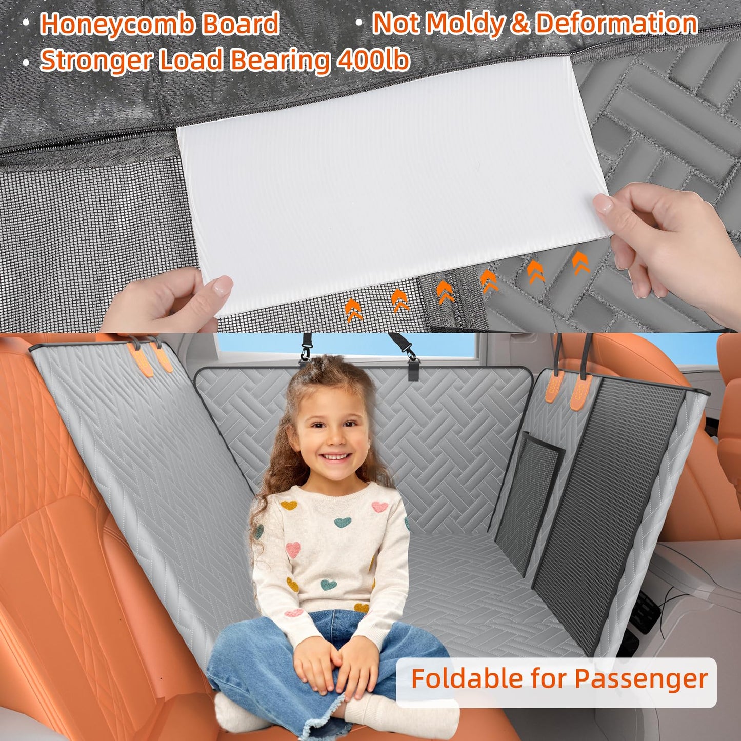 Back Seat Extender for Dogs,Hard Bottom Car Seat Cover