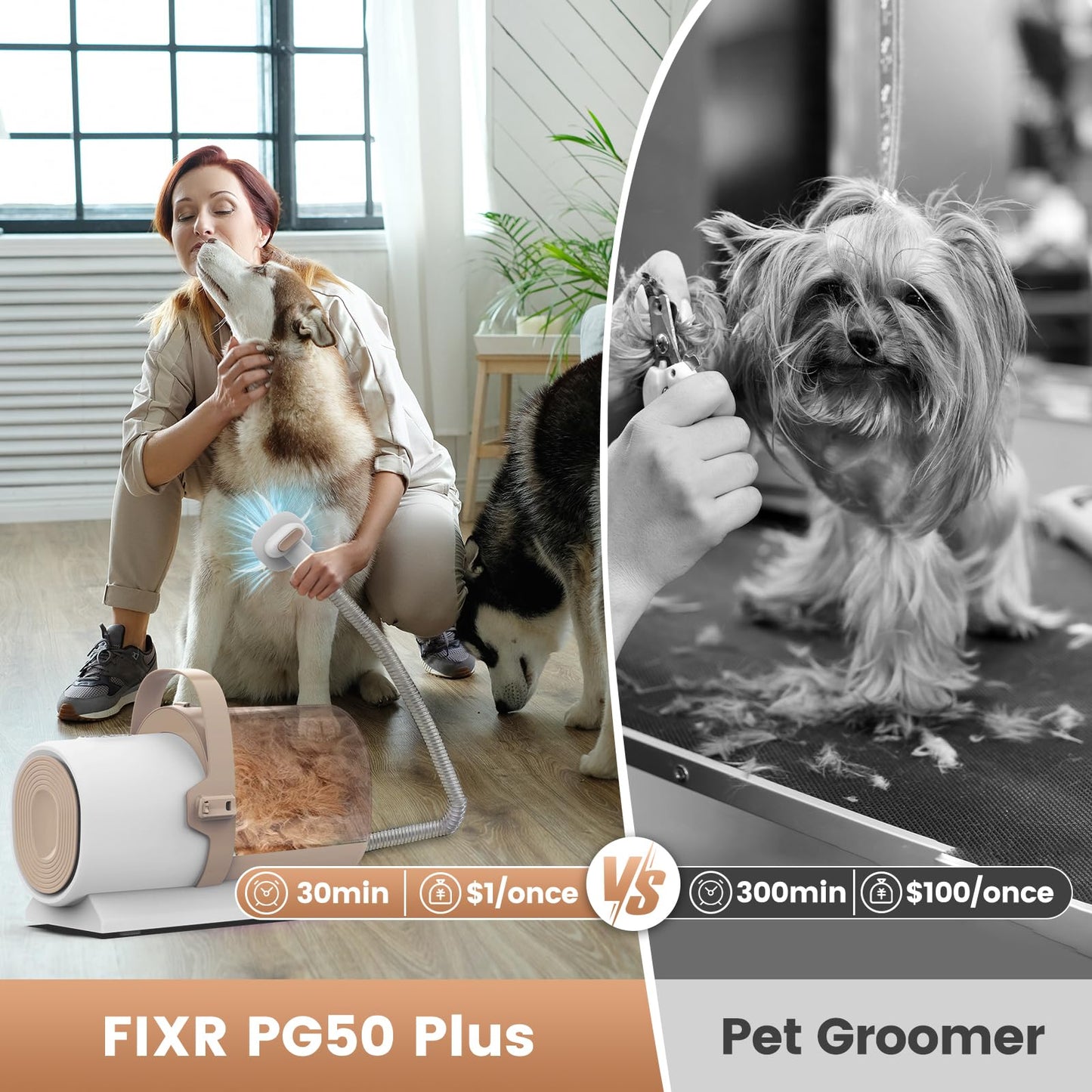 Dog Grooming Vacuum, Pet Grooming Kit, Dog Clipper Nail Trimmer