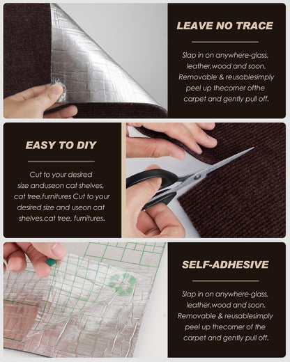 VIVOYAN x15.8" Cat Scratch Mat,Trimmable Self-Adhesive Carpet,DIY Pads