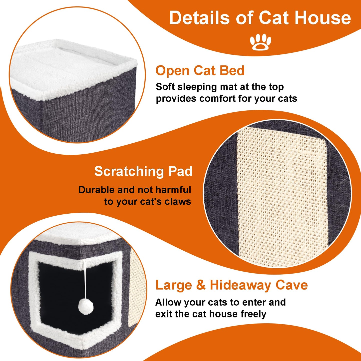 Loyareal Cat Houses for Indoor Cats Large Cat Bed Cave with Bed