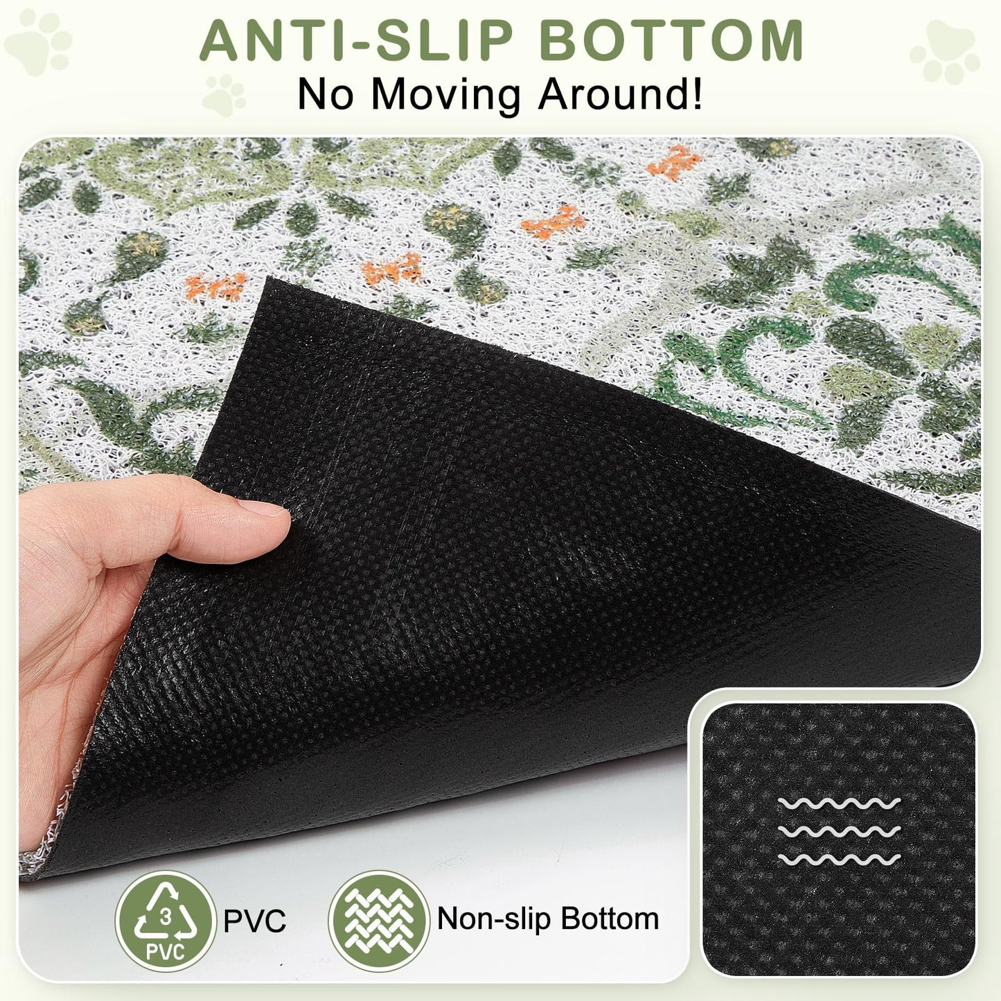 Unicorn Catcher Cat Litter Mat 40" x 30" Non-Slip Litter Box Mat