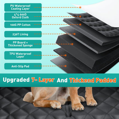 HikeSeptPals Ultra Thick Hard Bottom Dog Car Seat Cover for Back Seat