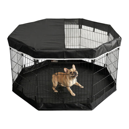 PJYuCien Dog Playpen with Top Cover and Bottom Pad Metal Cover