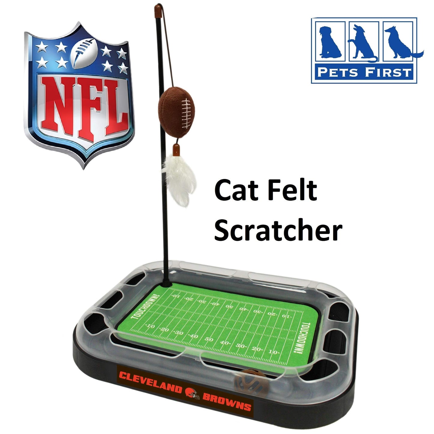 Pets First Cat Toy NFL CLEVELAND BROWNS FOOTBALL FIELD CAT Catnip