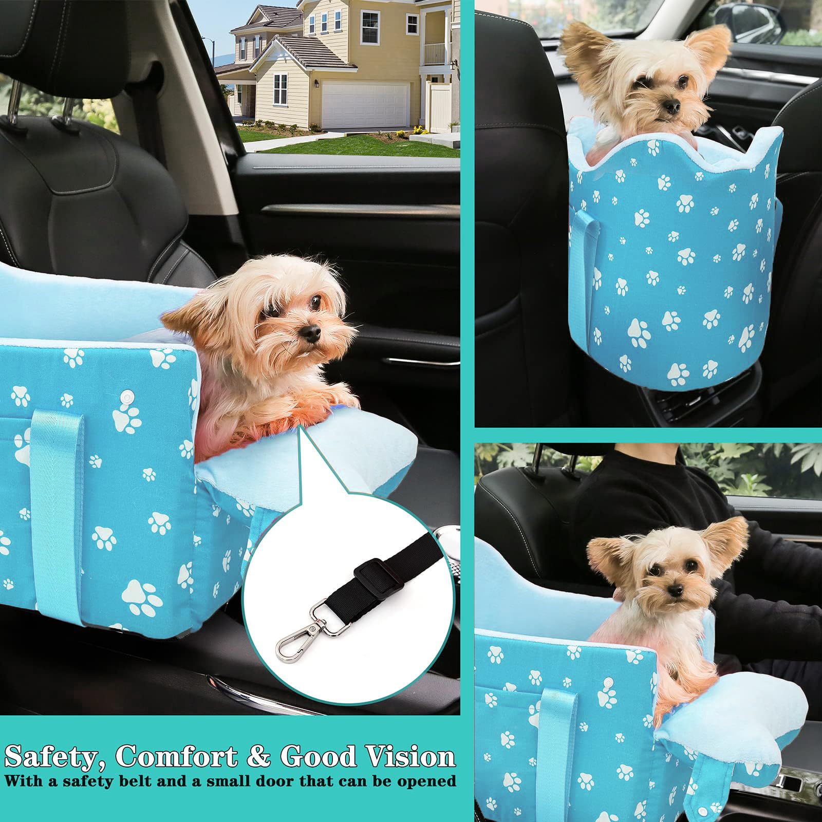 Cullaby Center Console Dog Car Seat for Small Dogs Under Seat