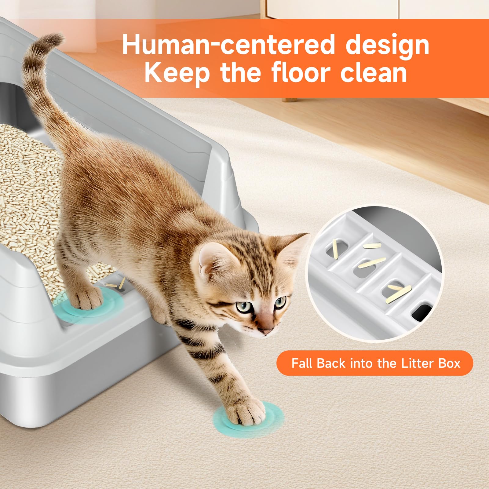 Stainless Steel Cat Litter Box, Odor Free Metal Litter Box