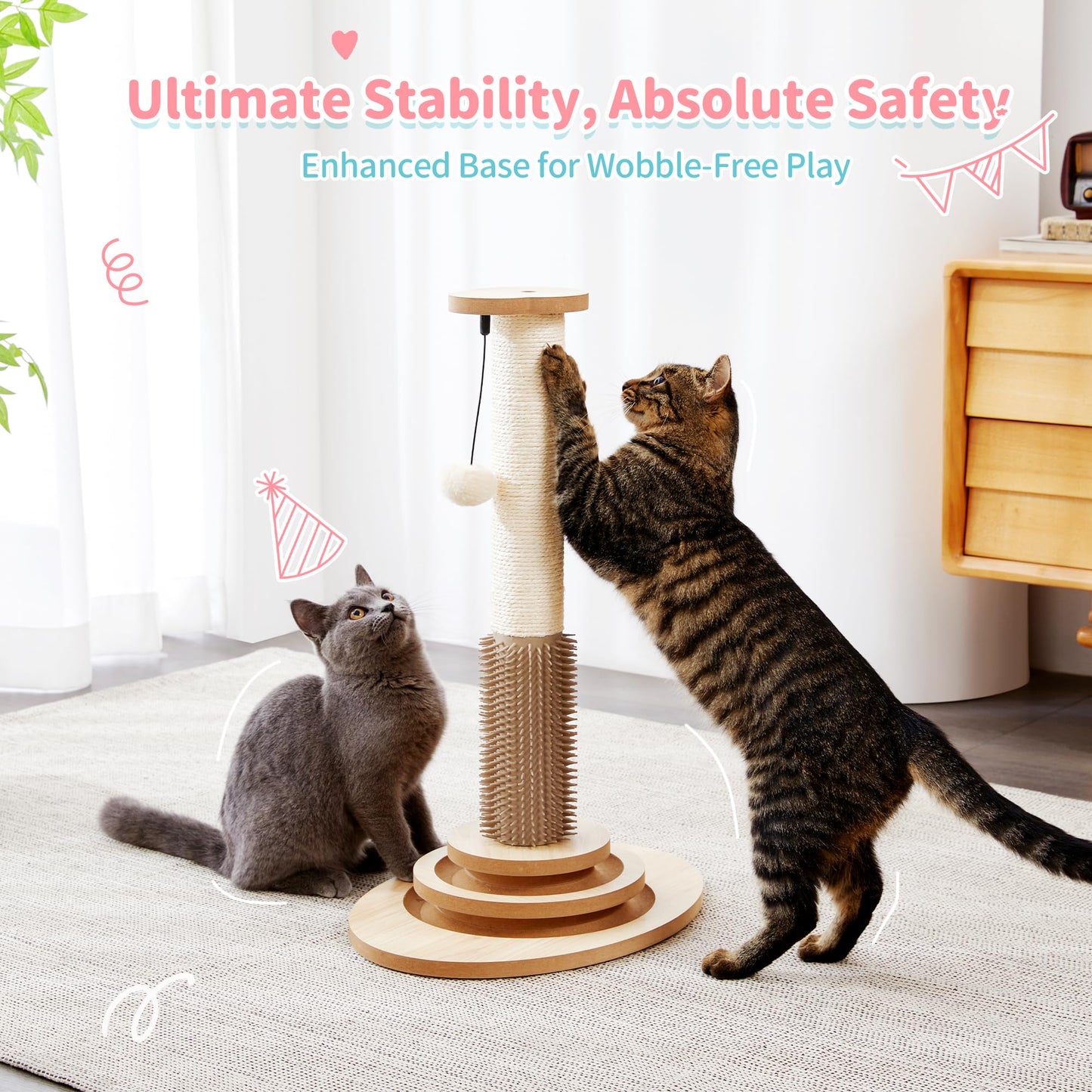 Made4Pets Cat Scratching Post, 23" Tall Sisal Cat Scratcher Post