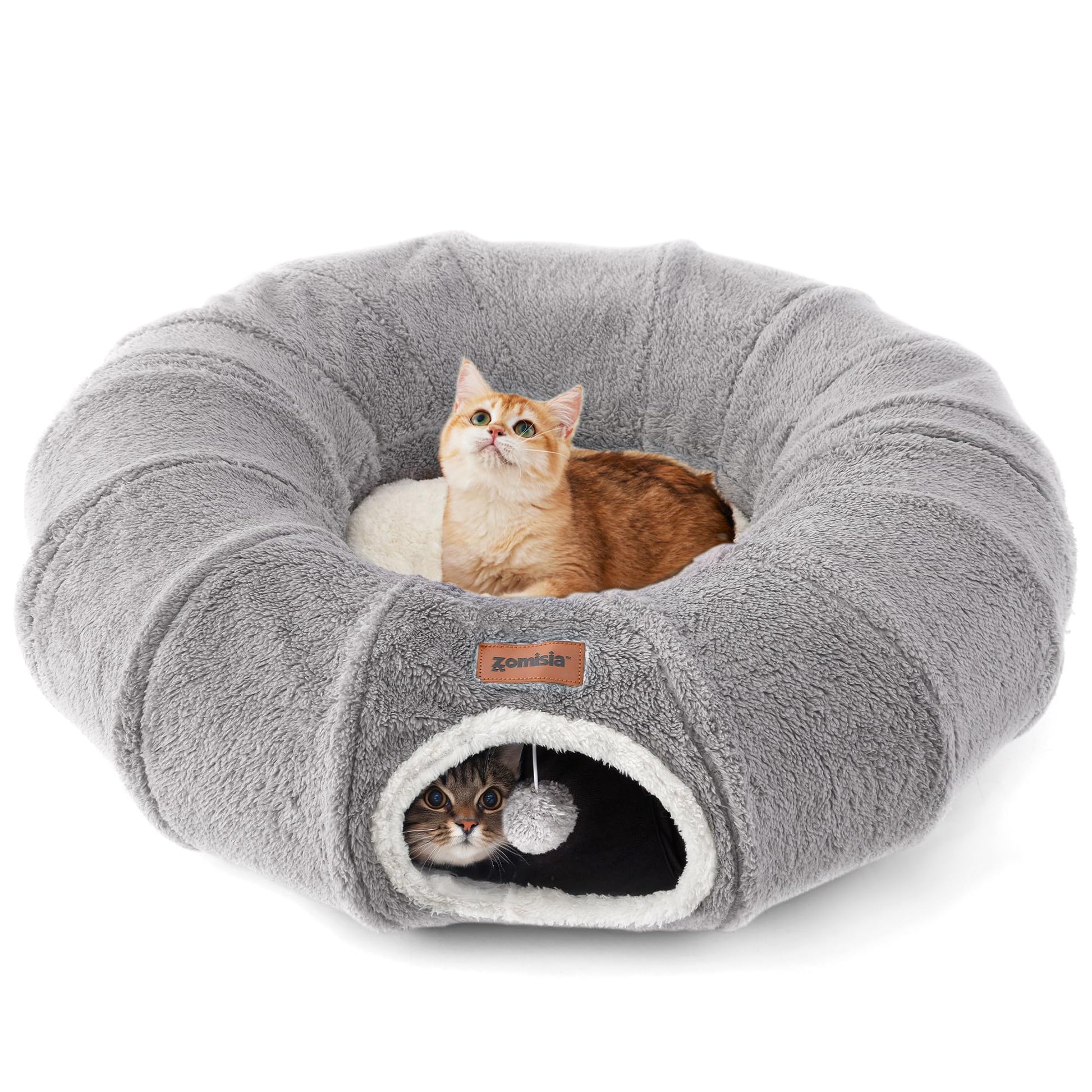 ZOMISA Cat Tunnel Bed for Indoor Cats, Cute Cat Donut Toy Tunnel