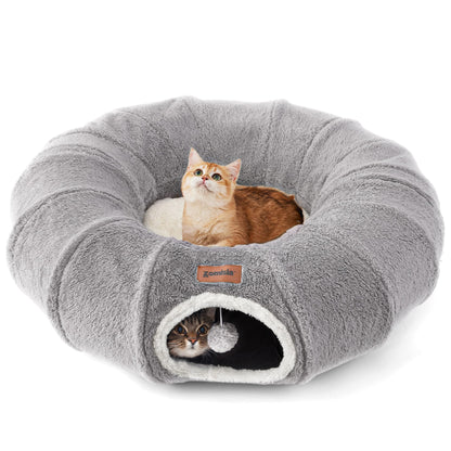 ZOMISA Cat Tunnel Bed for Indoor Cats, Cute Cat Donut Toy Tunnel