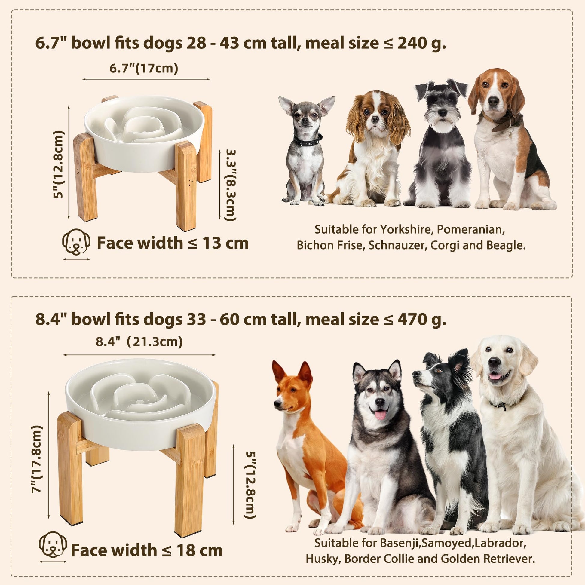Elevated Slow Feeder Dog Bowl Large Breed, Ceramic Slow Eating Bowl