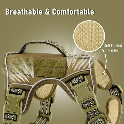 Non Pulling Tactical Dog Harness for Medium Dogs, Adjustable Harness