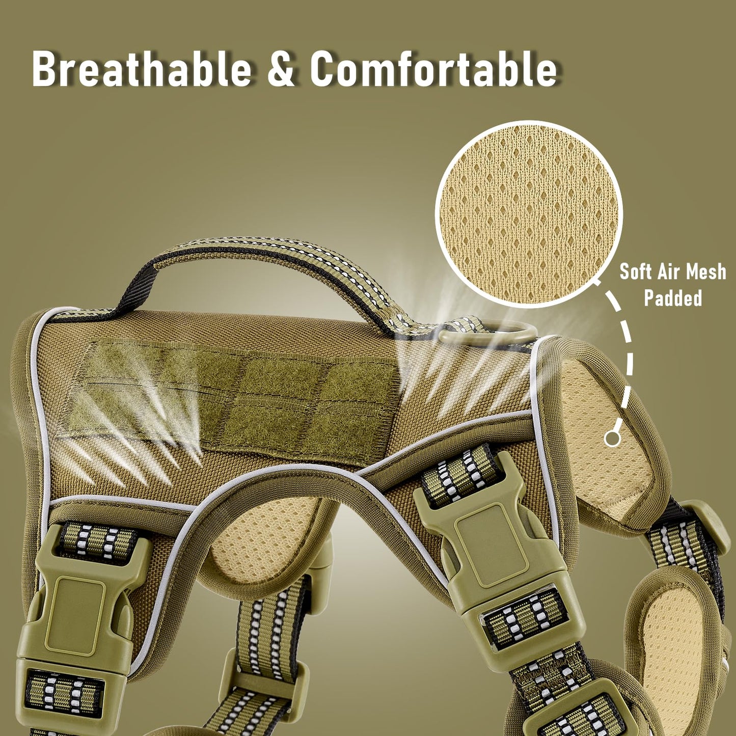 Adjustable No-Pull Tactical Dog Vest Harness for Big Dog Breeds Clip