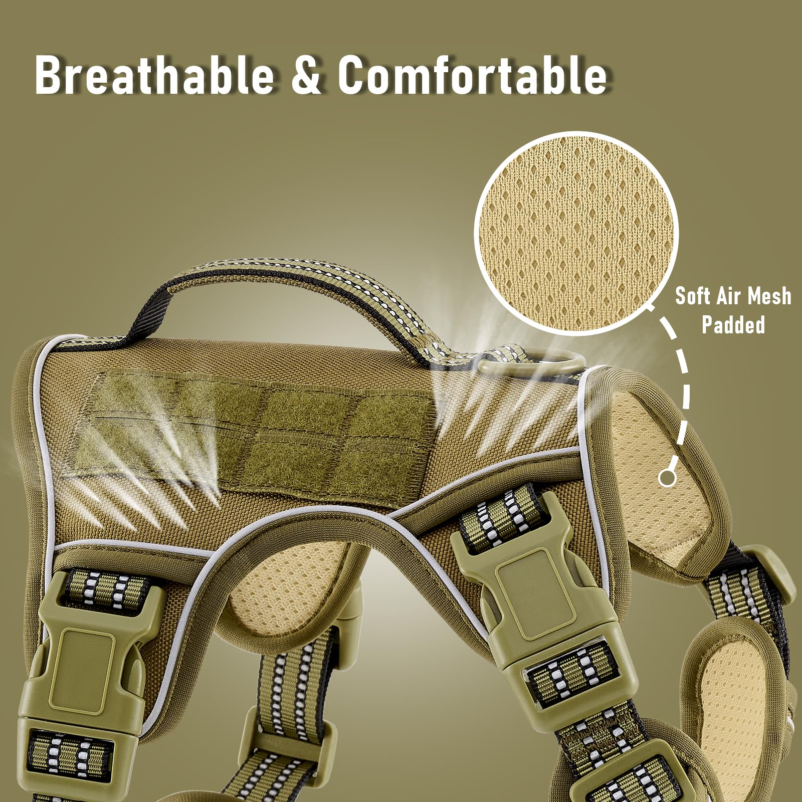 Adjustable No-Pull Tactical Dog Vest Harness for Big Dog Breeds Clip