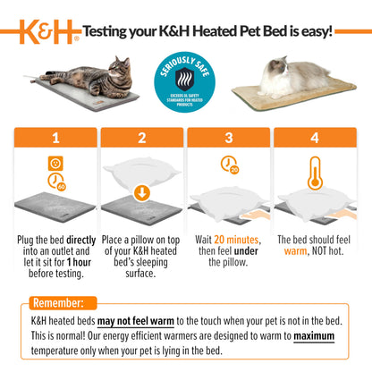 K&H Pet Products Heated Cat Bed Pad for Indoor Cats, Thermo-Kitty Mat