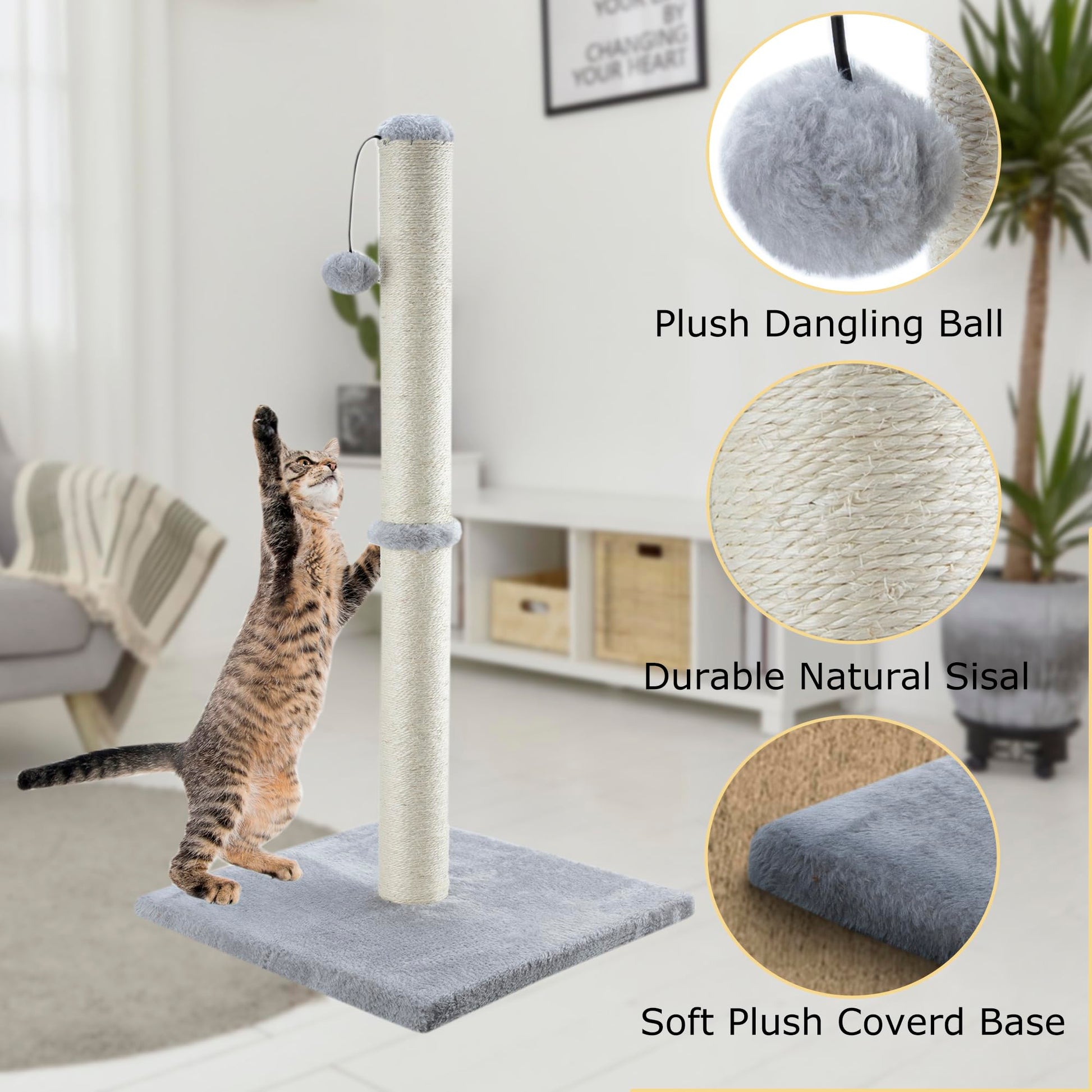 Dimaka 34" Tall Cat Scratching Post for Large Cats and Scratcher