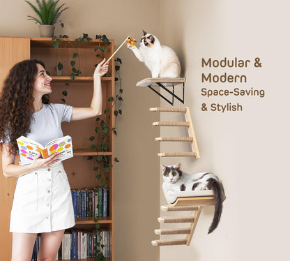 Cat Wall Shelf with Curved Hammock Bed, Wall Mounted Cat Perch Bed
