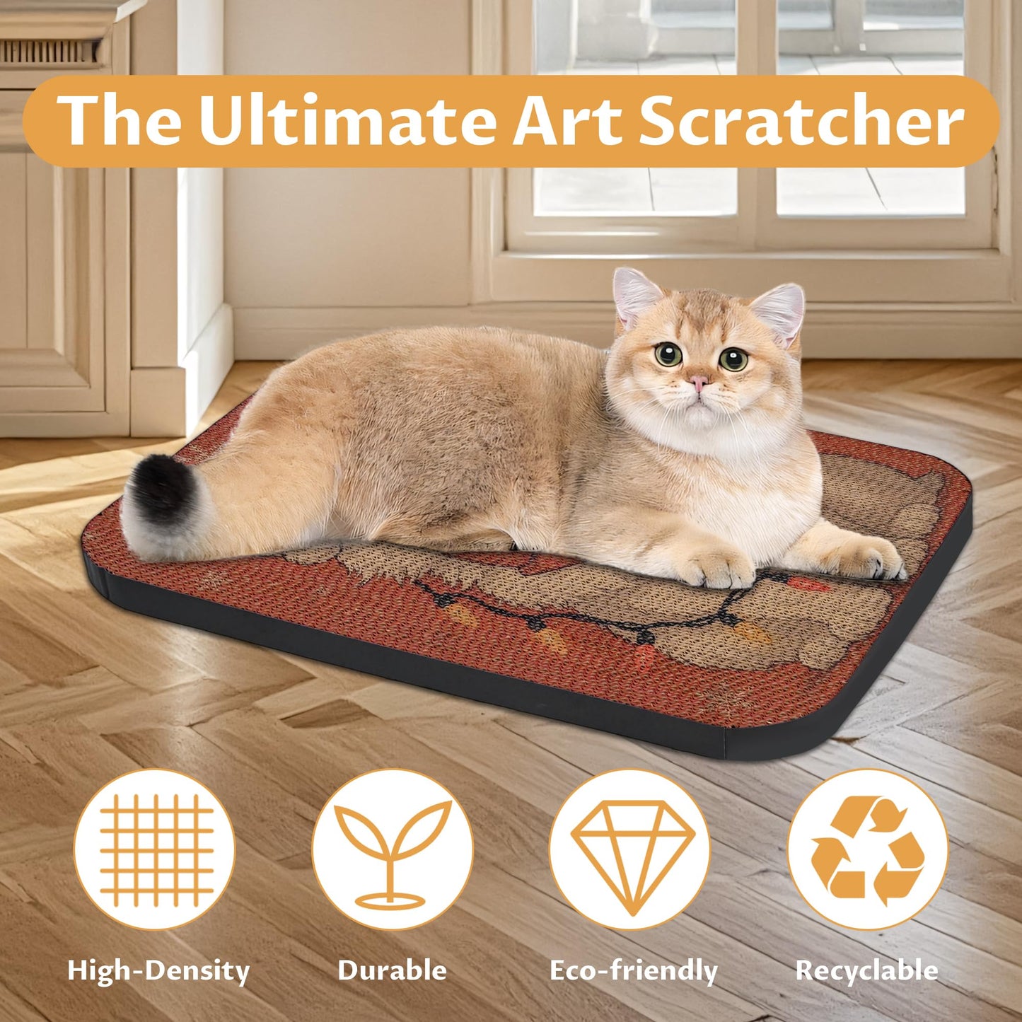 LESISSMER 2 Packs Art Cat Wall-Mountable Scratching Board Cat Wall Pad