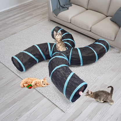 Bemodst Collapsible S-Shape Cat Tunnels 4 Way Interactive Maze Toy
