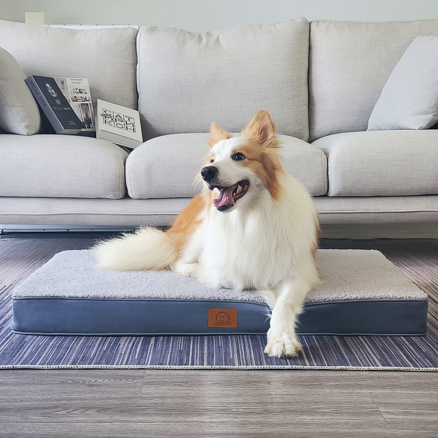 Sunheir Orthopedic Dog Bed for Large Dogs Big Waterproof Dog Crate Bed