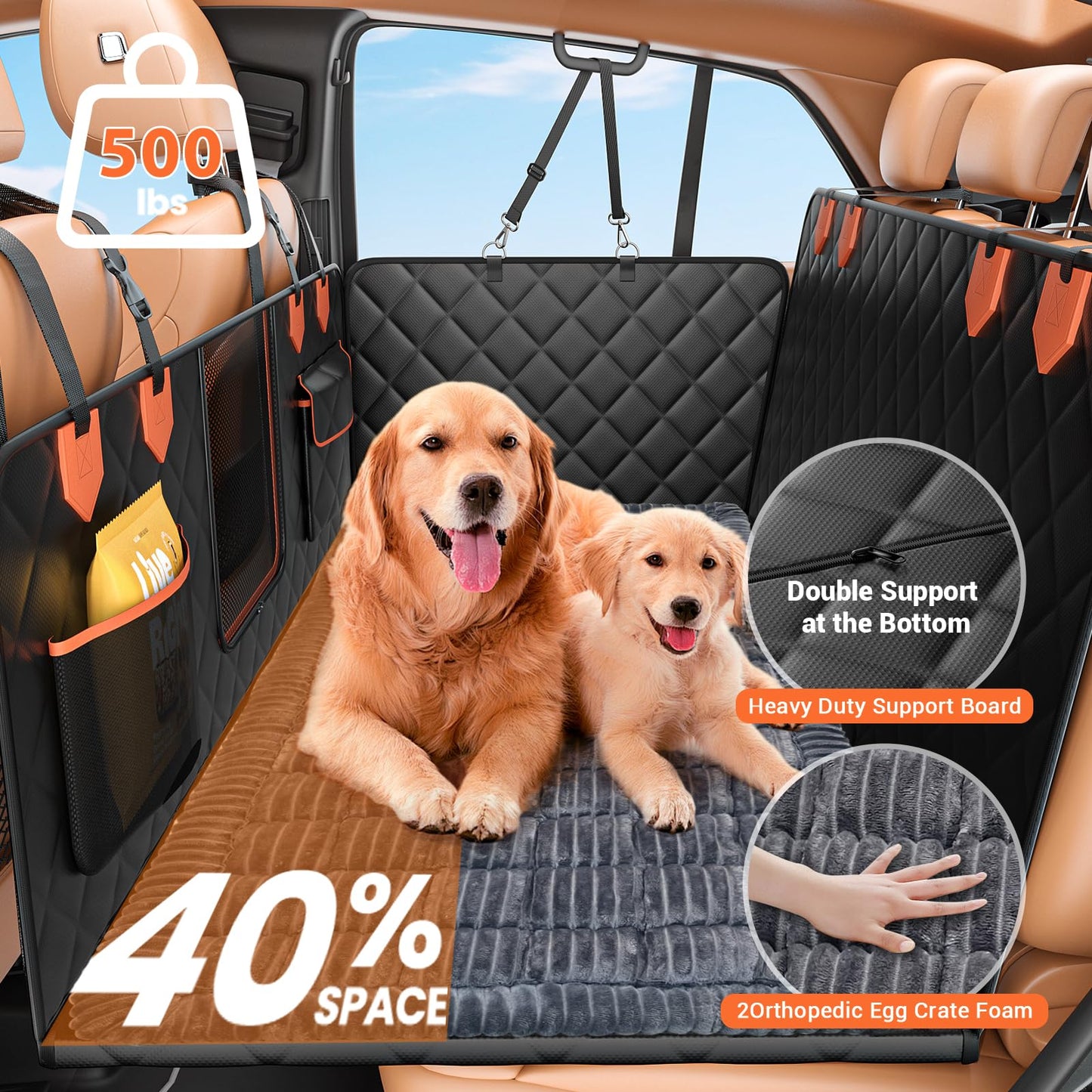 IJVAE Hard Bottom Car Seat Cover for Dog swith Removable Seat