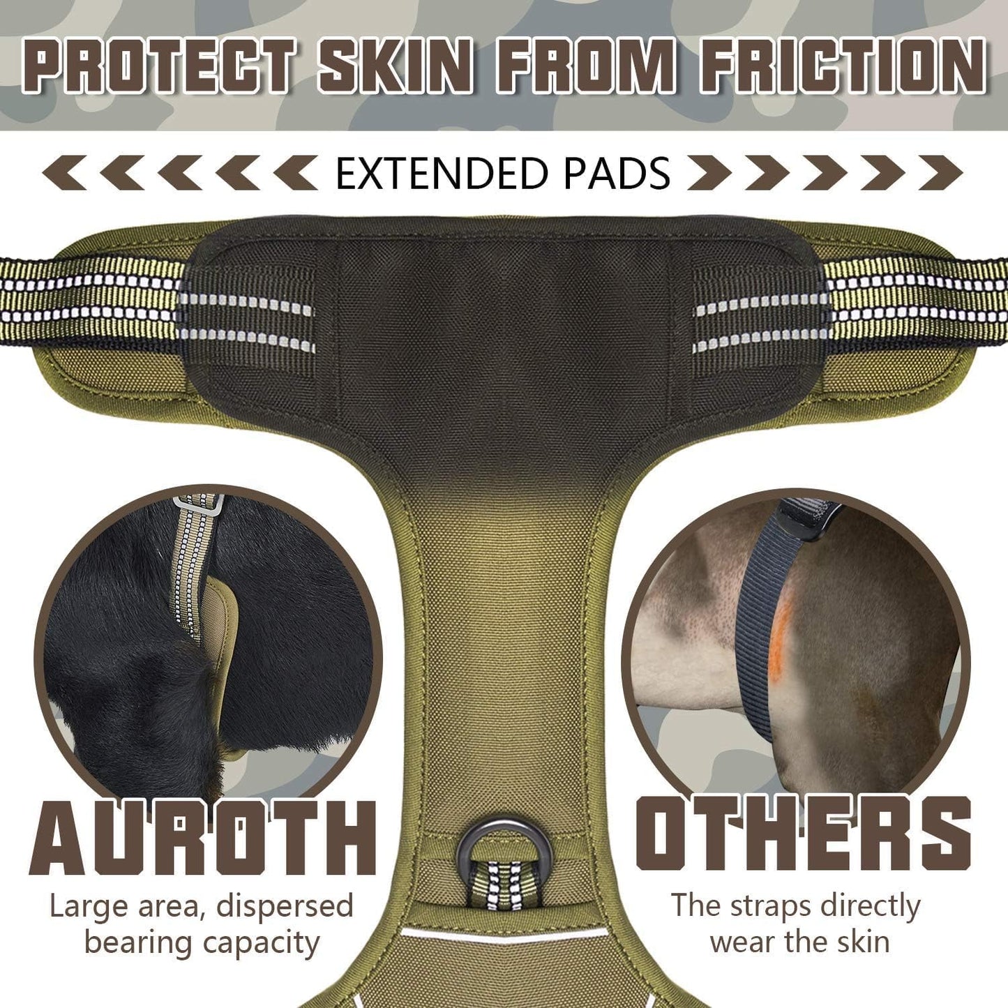 Auroth Tactical Dog Harness for Large Dogs No Pull Adjustable Harness
