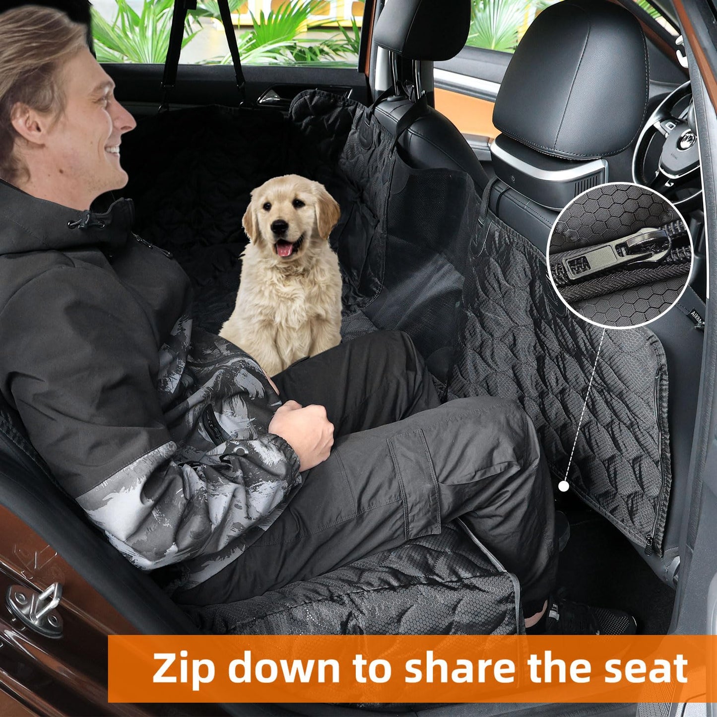 PETICON Dog Car Seat Cover with Mesh Window, Waterproof Pet Seat Cover